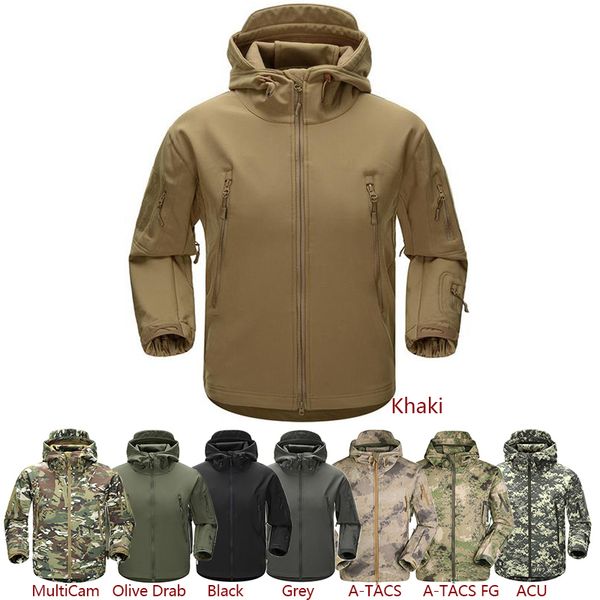 

esdy men outdoor jacket water-resistant luker tad coat skin soft shell hoodie hunting duty camping hiking clothing, Camo;black