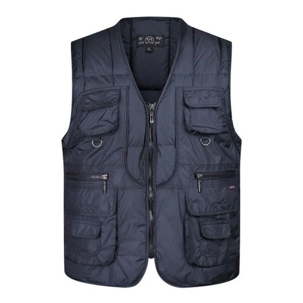 

new winter thickening multi-pocket mens vest men's waistcoat vest pgraphy jackets size s-4xl, Black;white