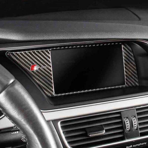 Adesivo in fibra di carbonio Console interna per auto Navigazione GPS NBT Cornice per schermo Copertura Trim Accessori auto per Audi A4 B8 A5 09-16 Auto sty269I