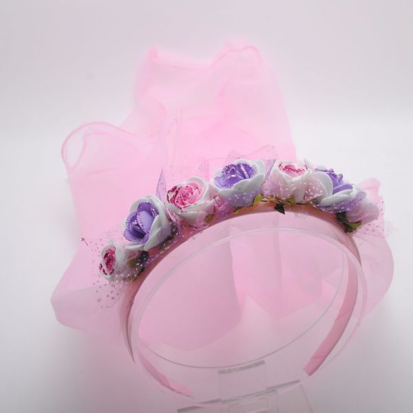 

1 piece girls imitation flower hairband lace headbands princess flower headband kids hair bands children hair accessories, Slivery;white