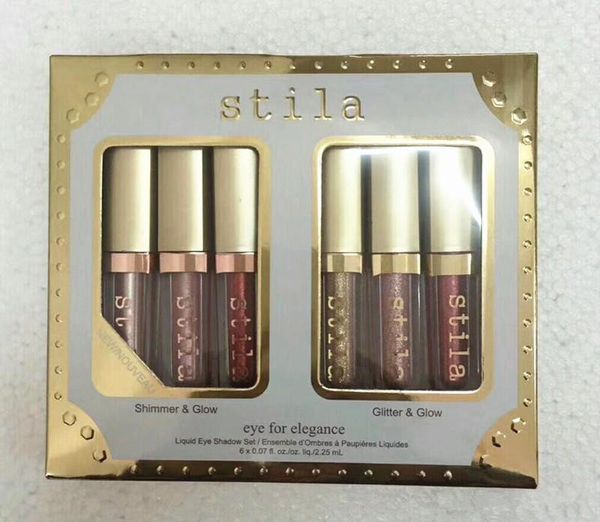 

new stila eye for elegance set shimmer glitter liquid eyeshadow 6pcs travel set liquid eyeshadow glow eye dhl shipping