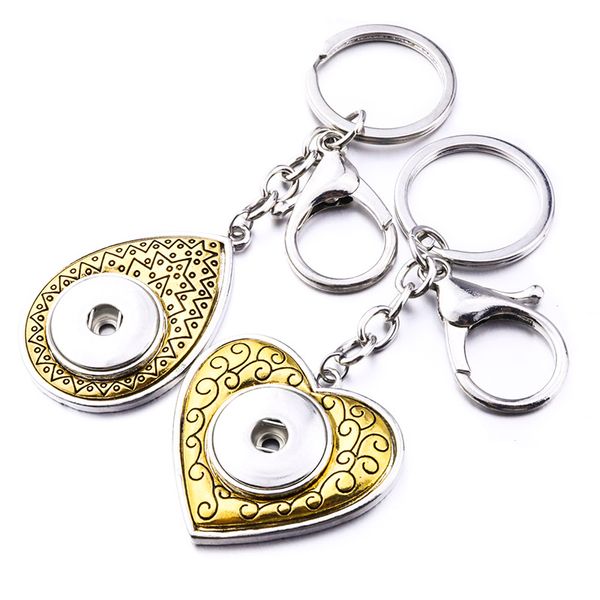 

noosa snap button ювелирные изделия сердце любовь кнопки брелок 18 мм кнопки брелок брелок для женщин мужчин, Slivery;golden