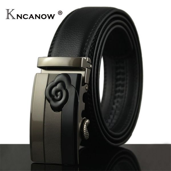 

kncanow 140cm belts brand automatic buckle belts ly25-0363-2 men and women genuine leather belt ing, Black;brown