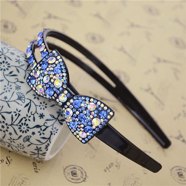 

luxury bow rhinestone hairband sweet hair accessory crystal hair bands wide full crystal broadside s twist headband 13 colors, Silver
