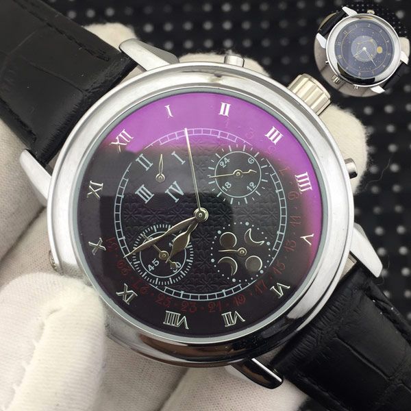 

Carving Watch Double Display Chronograph Function Mens Watches Genuine Leather Luxury Brand Military Sport Quartz Watch Wristwatches Clock