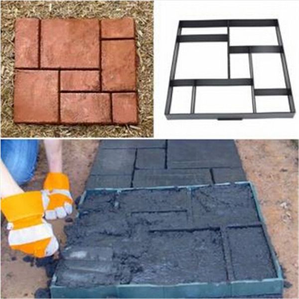 

plastic diy path maker mold cement brick molds stone road auxiliary tools manually paving for garden decor 51.5x51x4.5cm