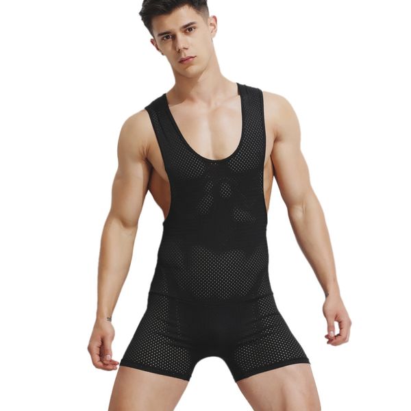 

superbody undershirt men bodysuit body man in leotard stocking tight mesh jumpsuit wresting shaper gay club jumpsuit, White;black