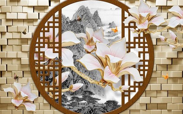 

custom any size mural wallpaper 3d magnolia screen stereo tv background wall living room wallpaper 3d painting