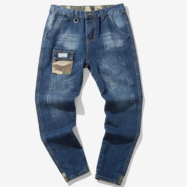 

men clothes 2018 men's jeans blue casual autumn stretch streetwear denim cotton vintage wash hip hop work trousers jeans pants