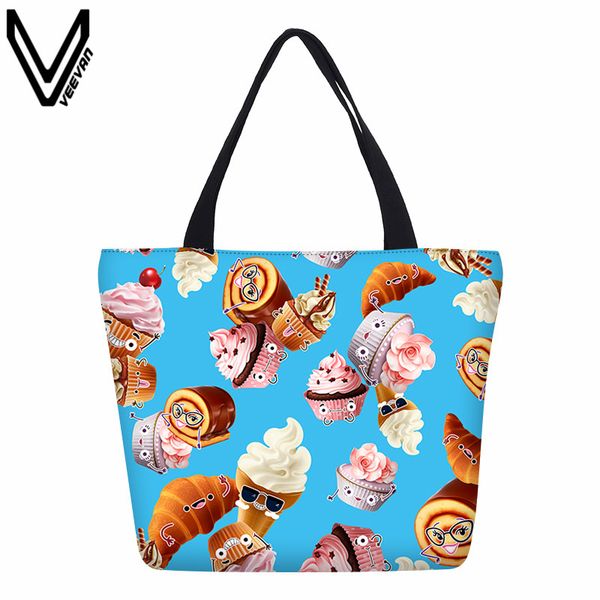 

hynes eagle canvas shopping bag women fashion cute candy emoji 3d printing beach bag ladies handbags foldable casual tote female