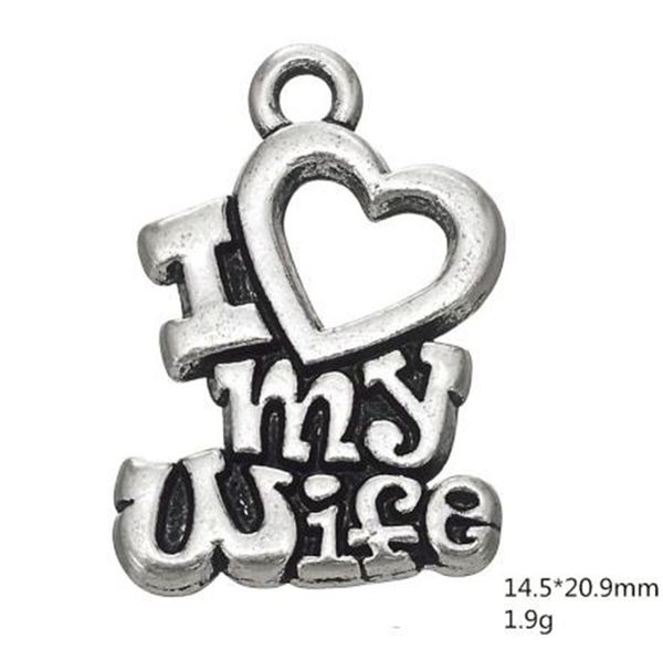 

word i love my wife hollow heart charms jewelry for women other customized jewelry, Bronze;silver
