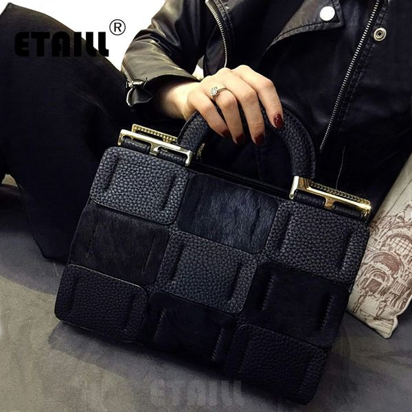 

2018 autumn winter horse hair leather black bags women handbags crossbody bags for women