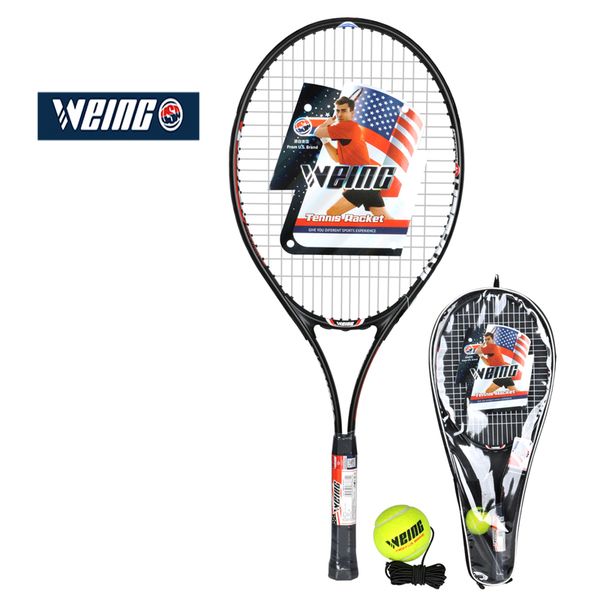 

weing children's tennis racket authentic single double beginner aluminum training racket black paragraph with gift tennis set