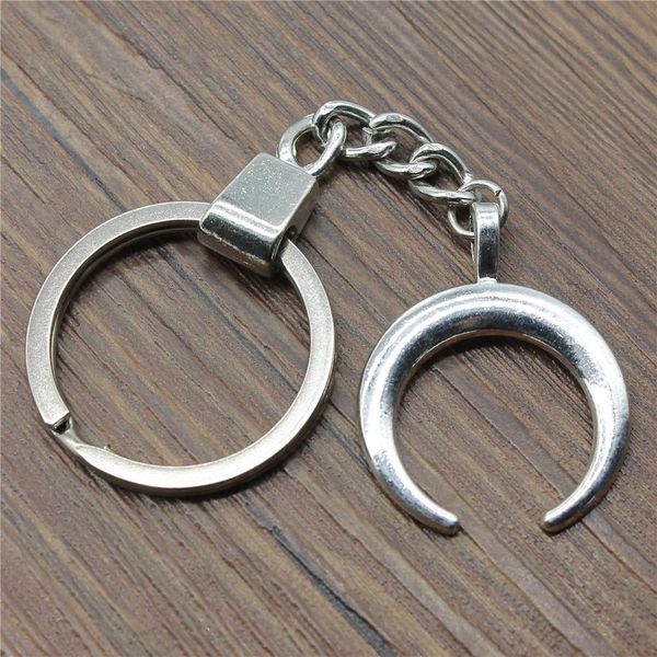 

6 pieces key chain women key rings couple keychain for keys horns crescent moon 33x26mm, Slivery;golden