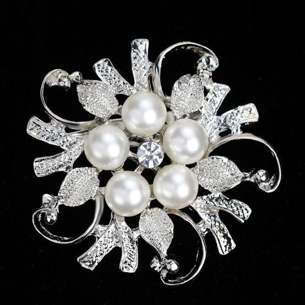 

Cry tal pearl flower brooche pin ilver gold plated cor age women men wedding jewelry bride cor age dre uit jewelry gift