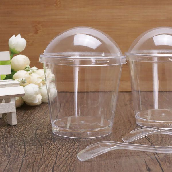 

clear transparent cake cups with spoon lid tiramisu ice cream cupcake cup wedding birthday party decorations