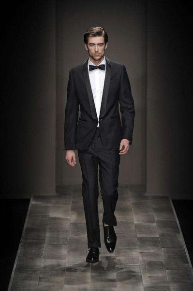 

wholesale and retail one butto shawl lapel wedding groom tuxedos men suits wedding prom dinner man blazer(jacket+tie+girdle+pants, Black;gray