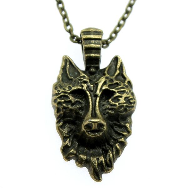 

wysiwyg 5 pieces metal chain necklaces pendants vintage necklace handmade wolf head 32x17mm n2-a12705, Silver