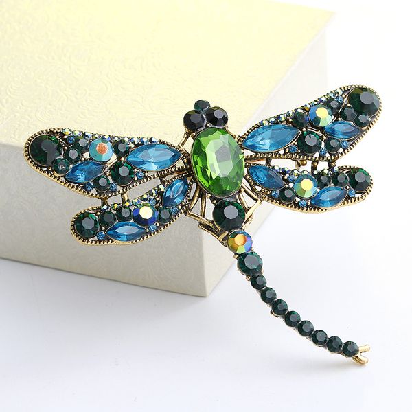 Neue Mode Strass Libelle Brosche Pin Dekorative Bekleidungszubehör Tier Broschen Vintage Kristall Schal Schmuck Weihnachtsgeschenk