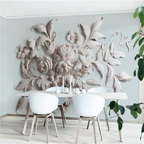 

custom modern 3d embossed p wallpaper murals european peony flower painting for l lobby bedroom tv background wall decoration