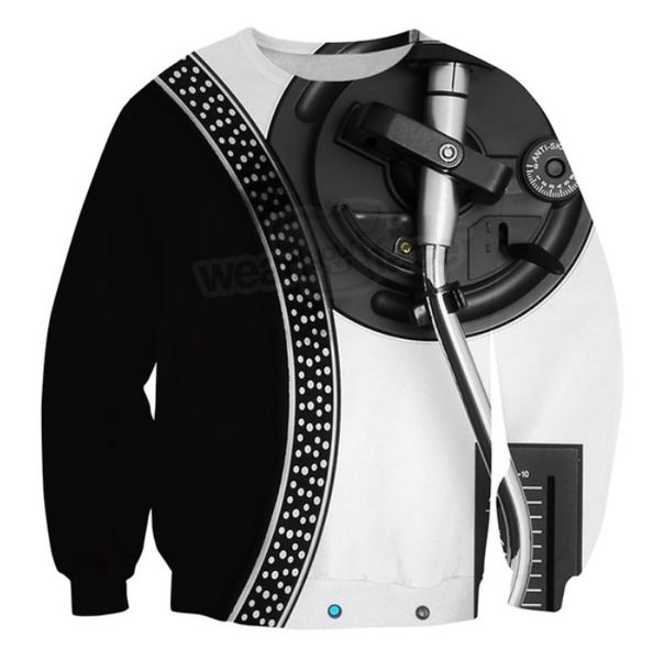 

black disco music 3d all over print crewneck pullover sweatshirts hipster streetwear hip hop kid us size lms0055