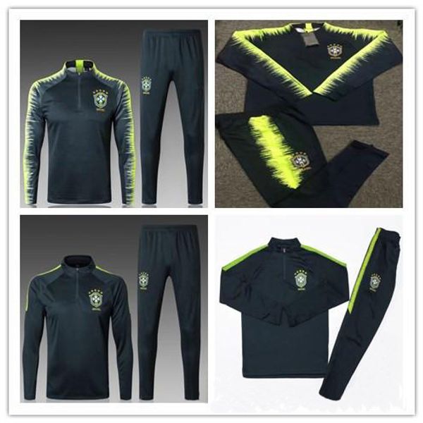 

2018 brazil track uit training uit uniform hirt chandal pogba track uit urvetement long leeve tight pant with half zipper