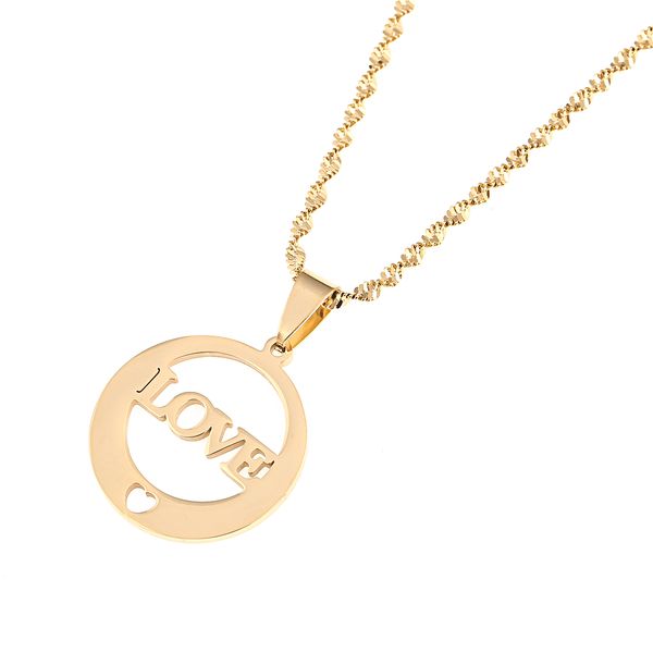 

stainless steel love letter pendant necklace romantic heart jewelry, Silver