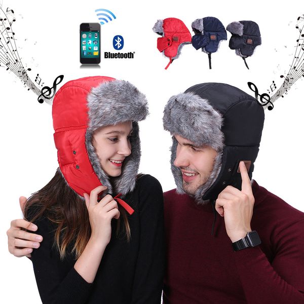 

winter warm skiing cap hat wireless bluetooth smart cap bluetooth earphone hat dropship 171220, Blue;gray