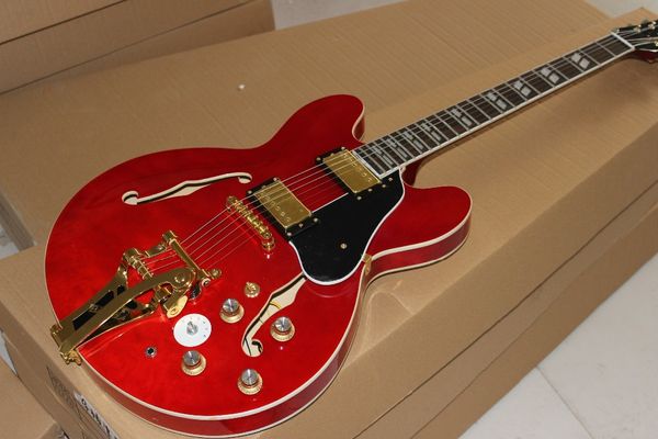 

china custom, f hollow body jazz electric guitar 6 strings , red standard custom gitaar,golden hardware,chibson guitarra