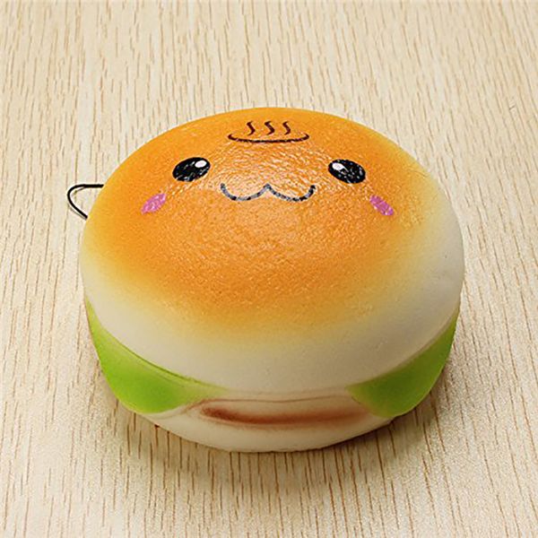 

10cm Cute Jumbo Soft Squishy Smile Hamburger Charms Slow Rising Kawii Kids Toy Emoji Phone Straps For Cell Phone Decoration 2018