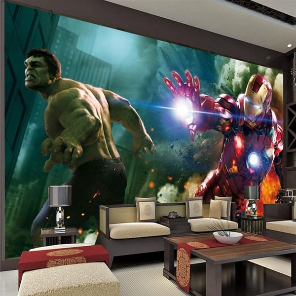 The Avengers Wall Mural Iron Man Hulk Custom Large Photo Wallpaper Super Hero Room Decor Wall Art Bedroom Children S Room Background Wall Animation