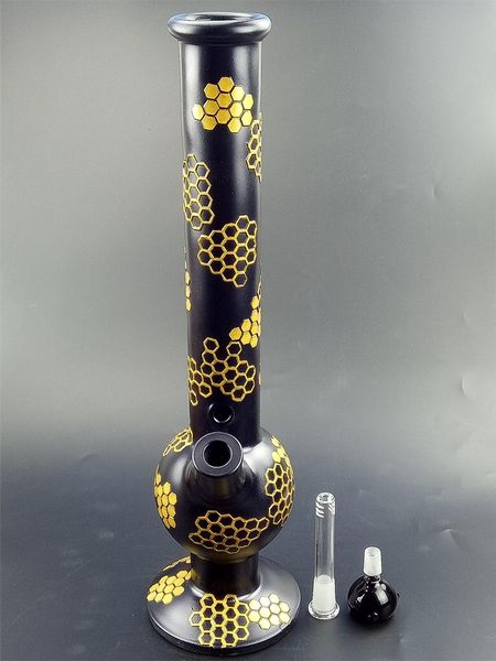 Novo Bong Bee Reseau de 18 polegadas Black Beaker Glass Burner Pipes Free Male-Bowl Dab Rig Glass Bongs Water Pipes