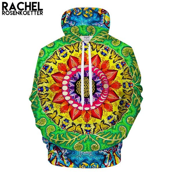 

samsara mandala rectangle print by rachelrosenkoetterart 3d hoodies men women hoody print sweatshirt pullover tracksuit harajuku, Black