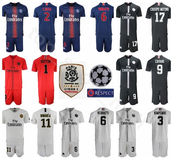 

Man FC PSG Soccer Jersey Paris Saint Germain Set 2 Thiago Silva 6 Marco Verratti Angel Di Maria Football Kits Pant Custom Name