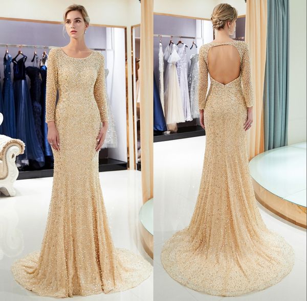 

2019 очаровательный золотой лаванды бусины пром платья пользовательские русалка с длинными рукавами тяжелые кружева спинки женщины вечерние, Black;red