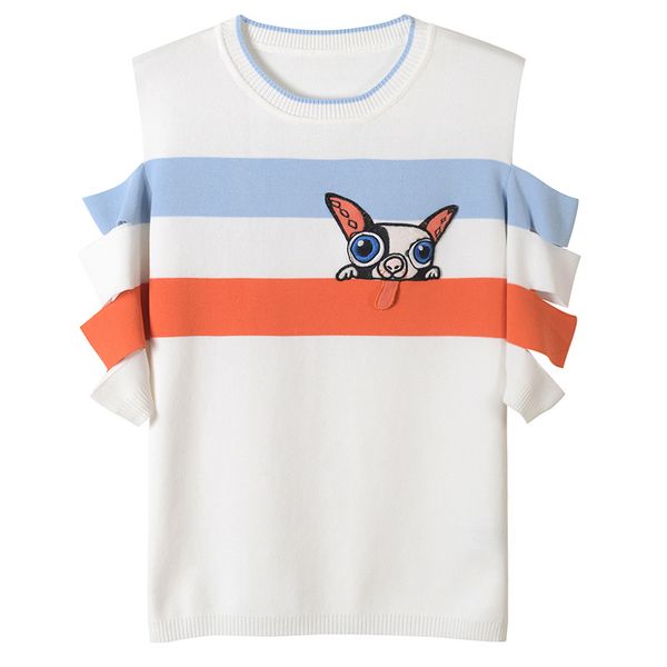 

2018 белые короткие рукава утечки плеча мультфильм печати женщин футболки бренд же