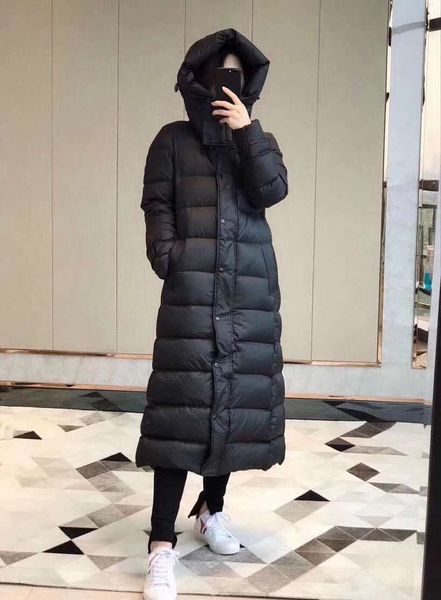 

size-xs 166cm 48kg lady model black women long coat for female down duck jackets women warm slim with white duck down jacket long down coats, Black;brown