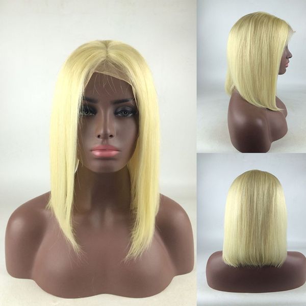 

9а светловолосая короткие человеческие волосы боб парик с волосами младенец бразильских девственницей коротких pre щипкового фронтом шнурком, Black;brown