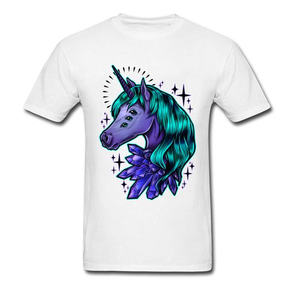 

cool summer 2018 crystal unicorn print men t-shirt monster cartoon design youth unique birthday gift t shirt white, White;black