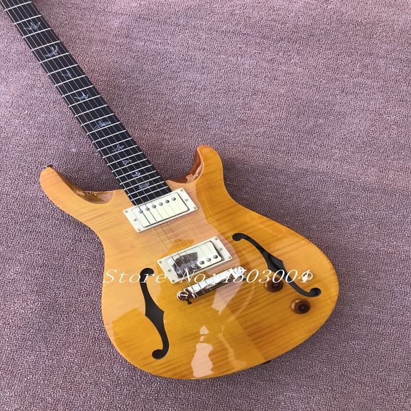

custom 22 yellow electric guitar with flamed maple guitar direct manufacturer sell good with f holds guitar you can custom-made