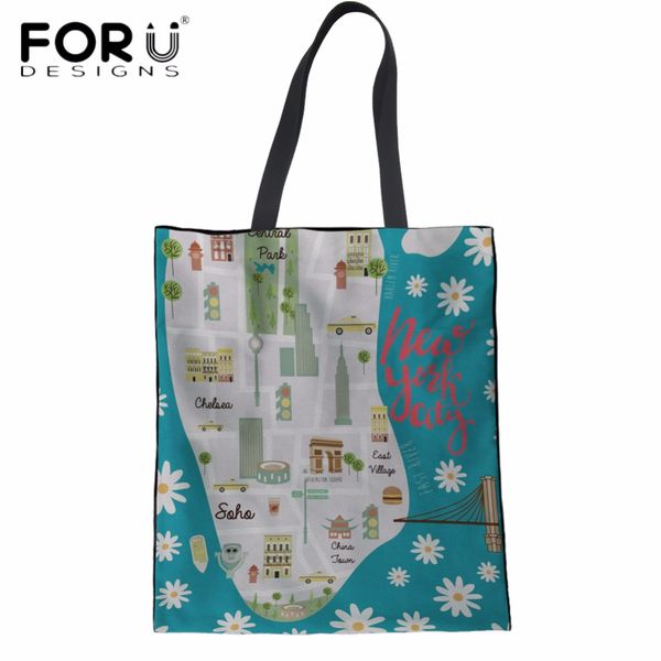 

forudesigns new york city fashion design girls tote canvas bags reusable ladies eco bag large storage shopper bags for female