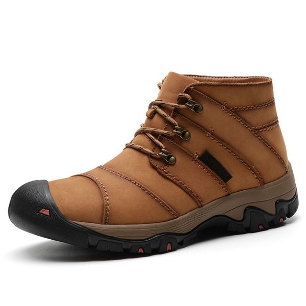 

winter hiking shoes walking men climbing shoes mountain outdoor sports high-boots non-slip hiking sneakers, Black