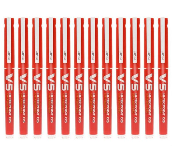 

12 pcs pilot bxc-v5 0.5mm hi-tecpoint cartridge refillable rollerball pen black/blue/red/green colors
