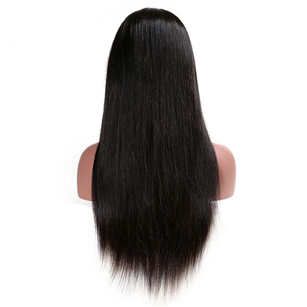 

natural color full lace staight baby hair malaysian wig human hair brazilian remy vrigin wigs 130% density swiss lace, Black;brown