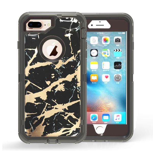

fast shipping for iphone case marble grain hybrid 2in1 robot case tpu+pc full protective defender case