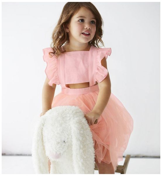 

retail baby girls flying sleeves bow back open princess dress kids pettiskirt ruffle tutu party dresses designer clothes children clothes, Red;yellow