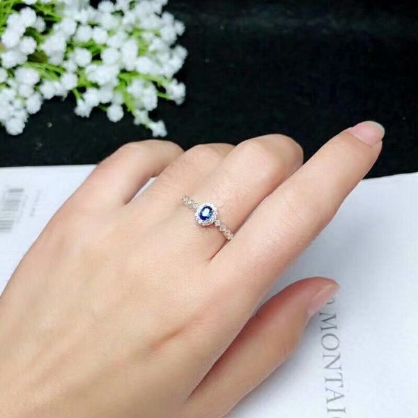 

shilovem 925 silver sterling real natural sapphire rings fine jewelry wedding bands new oval open 3*4mm bj030405agl, Golden;silver