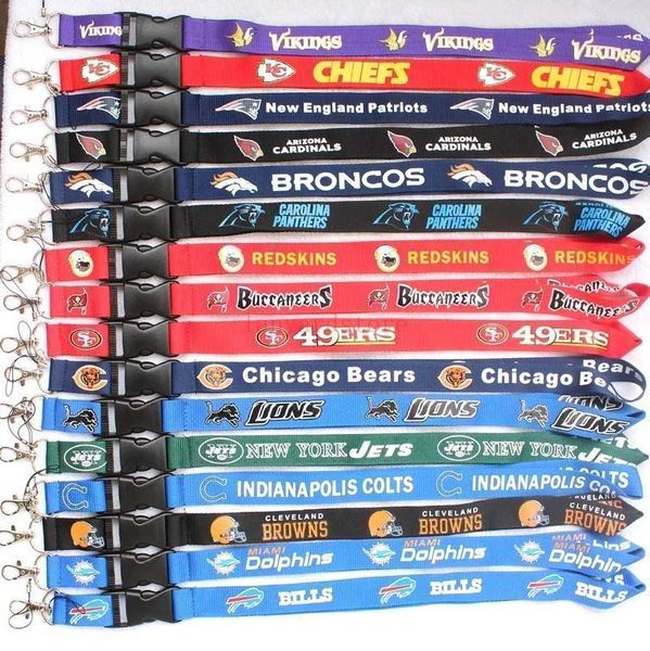 

wholesale 100pcs football teams lanyard key chain id holder for xmas gifts fast dhl, Black