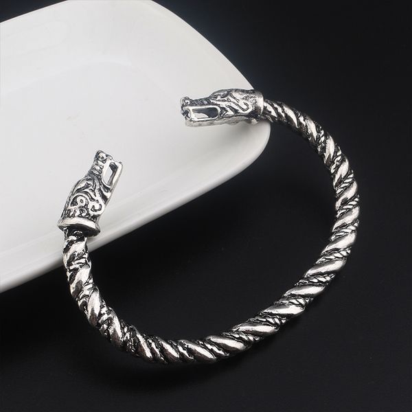 

gothic viking nordic dragon bangle bracelet fashion silver men's and women's gift bracelet, Golden;silver