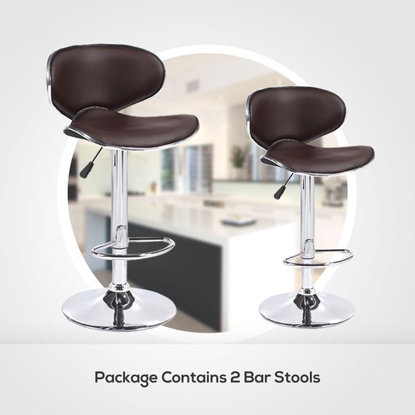 

Home Furniture Adjustable Airlift Set Of 2 Leather Barstools, Brown